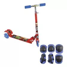 Kit Diversão Para Criança Com Patinete + Joelheira 