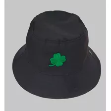 1 Chapéu Bucket Hat Preto Estampa Bordado Trevo De 4 Folhas