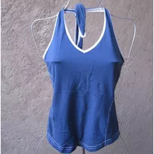 Bershka Top Blusa Azul Halter Mediana