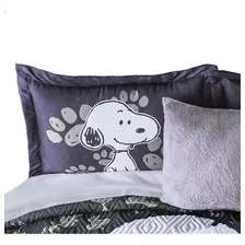 Funda Decorativa Snoopy Black Estándar Colchas Concord Color Negro