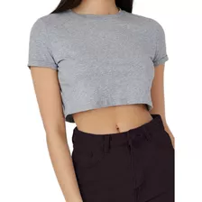 Cropped Feminina Manga Curta Gola Redonda Tribo Livre