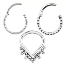 Kit 3 Piercings Orelha Nariz Click Titanio Septo Conch Helix