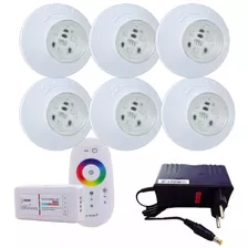 Kit 6 Led Para Piscina Smd Rgb 95mm 18 Lâmp + Módulo E Fonte 110v/220v