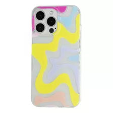 Case Para iPhone Ondas Amarilla - Funda Protectora