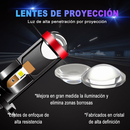 Kit De Faros Led H4 Lupa Mini Proyector Csp Para Auto Moto Foto 5