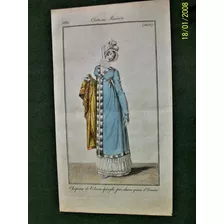 Moda Grabado Antiguo Coloreado Costume Parisien 1201