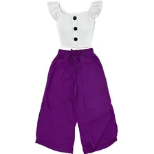 Conjunto Infantil De Menina Blusinha Calça Com Fenda Lateral