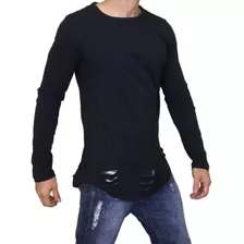 Camisa Masculina Longline Oversized Inverno Blusa Básica 