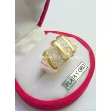 Hermoso E Importante Anillo Plata Y Oro Con Piedras