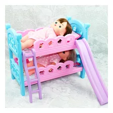 Berço Cama Beliche De Brinquedo Com Escorregador Rosa