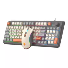 Kit De Teclado Y Mouse Gamer Free Wolf K820 Español Latinoamérica Teclado Negro Y Mouse Blanco