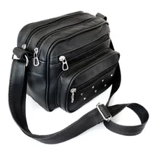 Cartera Bolso Bandolera Morral Mediana Negra Suela Crudo 