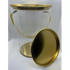 Balde Cônico Transparente Com Tampa Ouro Tamanho 17x12,5x10