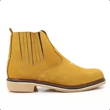 Bota Masculina Botina Couro Legítimo Costurada Bordada