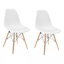 Kit 2 Cadeiras Charles Eames Wood Design Eiffel Colorida Cor Da Estrutura Da Cadeira Branco