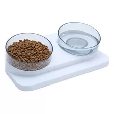 Comedouro Bebedouro Duplo Elevado Cães Gatos Pets Ergonômico Cor Branco