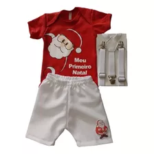 Roupa Infantil Feliz Natal Bebê Menino Conjunto Mesversario