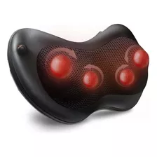 Almohada Masajeador De Cuello Y Espalda Shiatsu Calor Naipo Color Negro