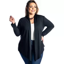 Kimono Cardigan Social Feminino Plus Size Básico Casual