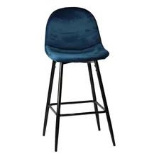 5 Sillas Tipo Banco Altas Oslo, Asiento De Gamuza Color De La Estructura De La Silla Azul