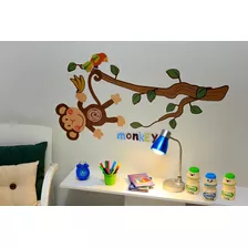 Kit 2 Temas Adesivo De Parede Infantil Macaco E Reino Animal Cor Colorido