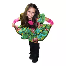 Vestido De Festa Junina Caipira Infantil Com Luva E Fitas