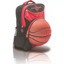 Mochila Nba Infantil 3d Bola Houston Rockets Cor Vermelho