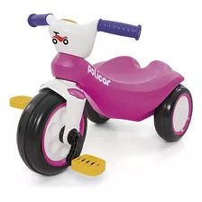 Carrinho De Pedal E Andador Infantil 2 Em 1 Policiclo Rosa