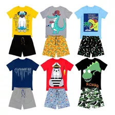 Combo 12 Peças De Roupa Menino Infantil Moletinho Camiseta