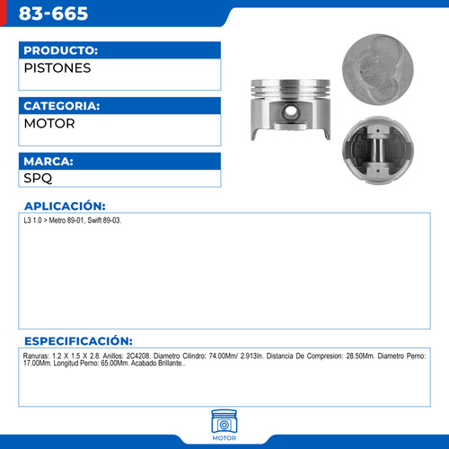 Juego De Pistones 30 Geo Metro 1989-1997 L3 1.0 Foto 7