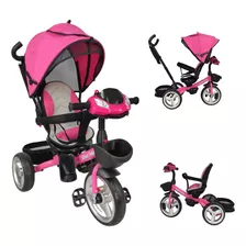 Triciclo Para Niños 7en1 Con Asiento Giratorio 360,luz, Color Rosa