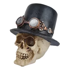 Crânio Caveira Chapeleiro Hallowen Grande Decoração Resina Cor N/a