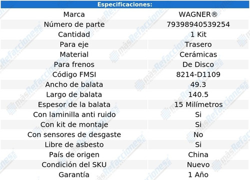 Jgo De Balatas Ceramicas Tra Wagner Mountaineer V 8 4.6 06 Foto 2