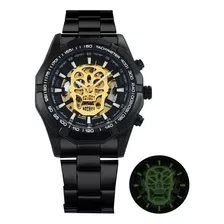 Homens Auto Mecânico Steampunk Skull Skull Relógio Dial