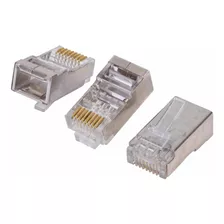 Kit Com 10 Conectores Cat6 Rj45 Blindado Para Cabo De Rede