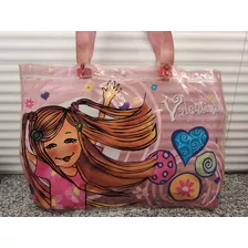 Bolso Grande Cartera De Plástico Transparente Valentina Rosa