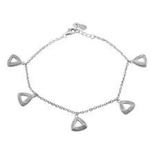 Pulsera Con Dijes Triángulos Plata 925 Piedras Mujer Diámetro 0 Cm Largo 18 Cm