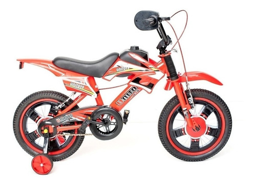 Bicicleta  Infantil Unitoys Moto Cross Aro 16 Freios V-brakes Cor Vermelho Com Rodas De Treinamento