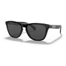 Óculos De Sol Oakley Frogskins Standard Armação De O Matter Cor Polished Black, Lente Grey De Plutonite Clássica, Haste Polished Black De O Matter - Oo9013