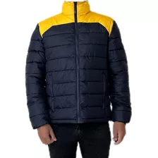 Chamarra Bomber Kenneth Cole Azul Con Amarillo