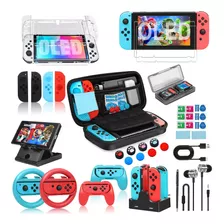 Kit De 38 Accesorios Estuche Para Nintendo Switch Oled Funda