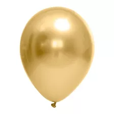 Balão Bexiga Cromado Metalizado Dourado 25 Unidades Tam. 9