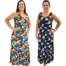 Kit 2 Vestido Longo Feminino Plus Size Soltinho Multiuso