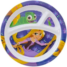 Prato Com Divisórias Infantil Rapunzel Decorado Disney Cor Azul-turquesa Enrolados
