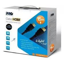 Cabo Hdmi 15m Pro Eletronic Cahd-2000 3d 4k 2.0 Ultra Hd