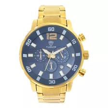 Relógio Tuguir Masculino Dourado E Azul Tg3149 - 5 Atm