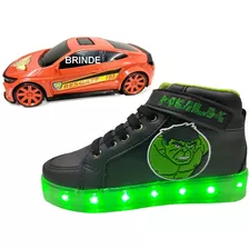 Tênis De Led Recarregável Infantil Masculino Menino Hulk