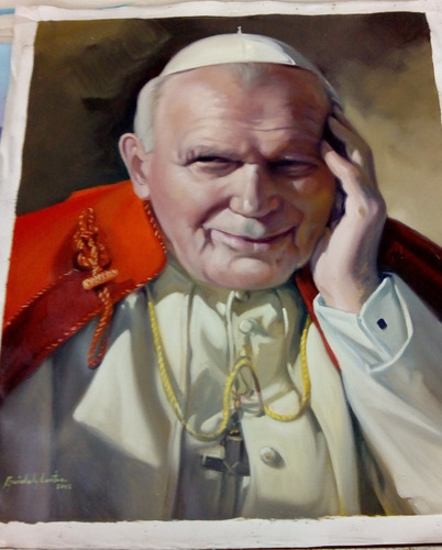 Cuadro Al Oleo Sobre Lienzo Guidaly Castro Papa Juan Pablo