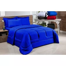 Edredom Enxovais Santana Coberdrom Casal Queen Queen Diseño Liso Color Azul De 2.4m X 2.2m