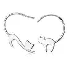 Aretes Elegantes Para Mujer Pareja Gatos En Plata 925